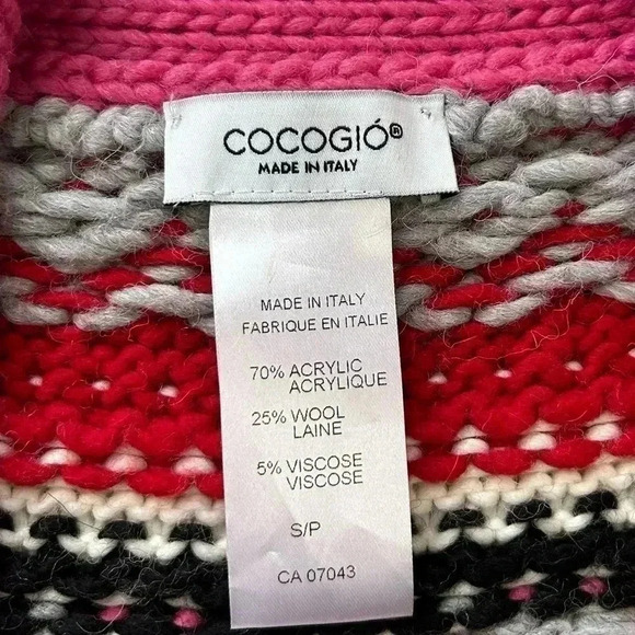 Cocogio Wool Duster Cardigan Chunky Knit Draped Sweater Pink Red Black Small - Picture 12 of 17